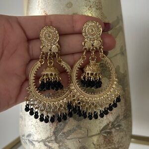 Elegant Gold and Black Dangle Earrings
